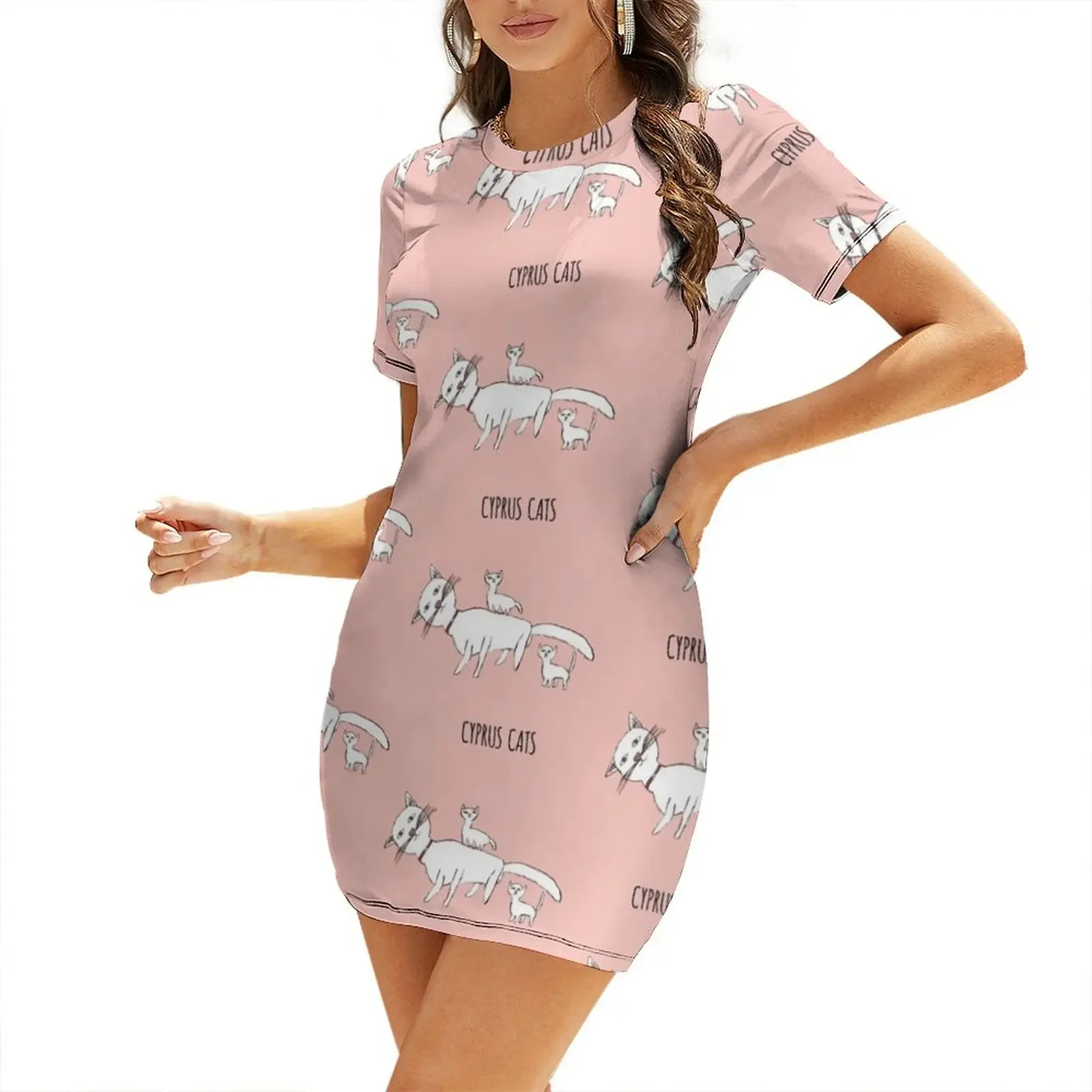 

CYPRUS CATS CLOTHES PATTERN Short-Sleeved Dress Bride dresses dress summer 2025 women summer dress womens 2025