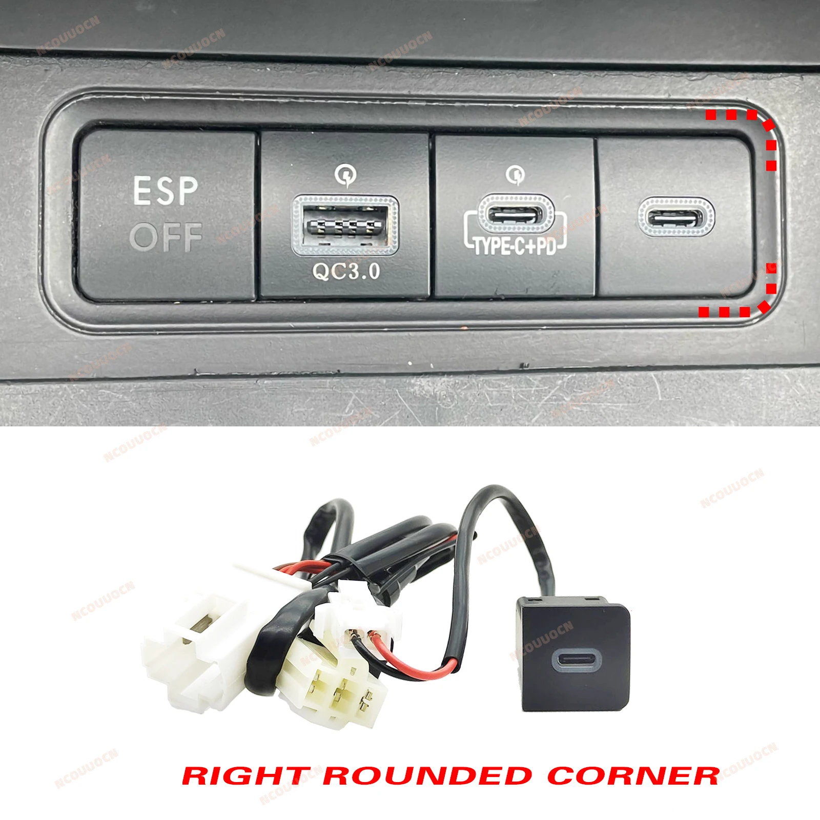 Per VW Golf 6 Jetta 5 MK5 Scirocco QC3.0 tipo C PD destra USB presa per caricabatteria da auto rapida sostituzione 12V non distruttiva 06-12