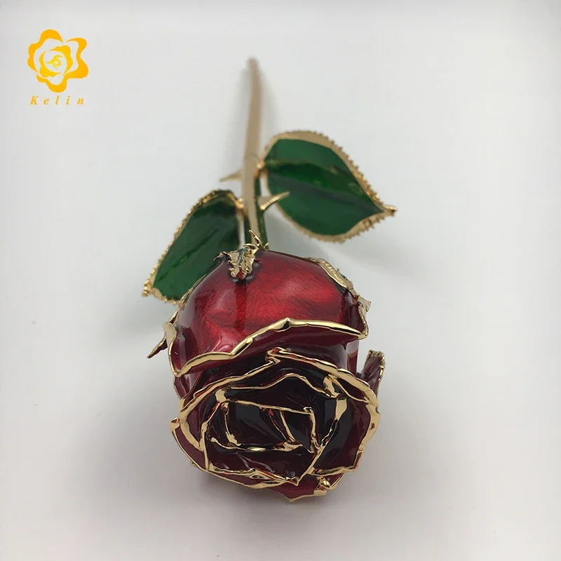 11 inches dry Rose made 24K Gold Plated Pearl red colored Rose Real Rose Dipped with nice gift box for valentines day gifts