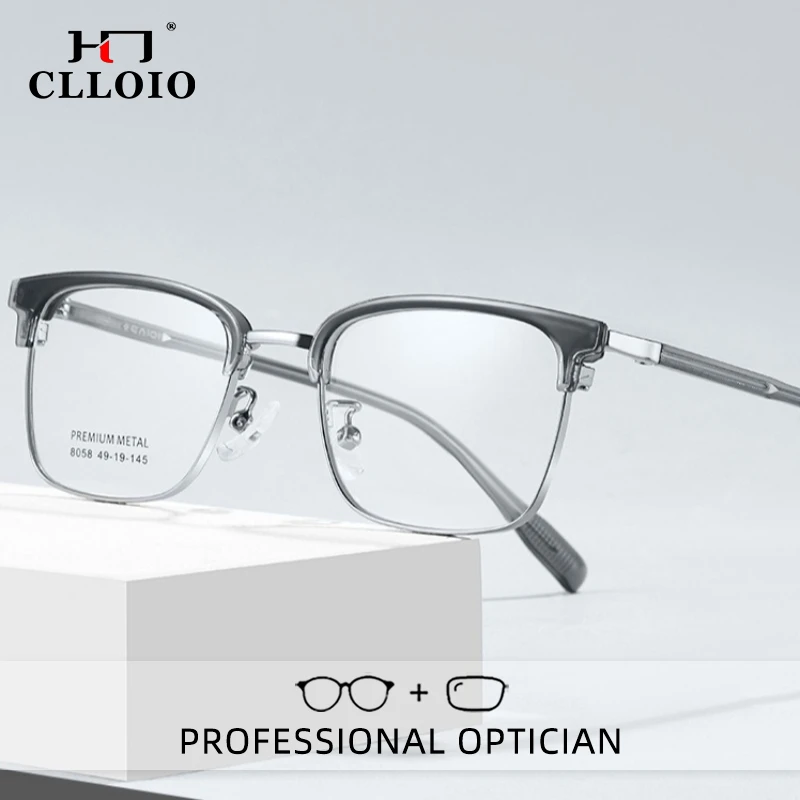 

CLLOIO Fashion Versatile Reading Glasses Blue Light Blocking Alloy Eyebrow Frame Myopia Glasses Progressive Prescription Eyewear