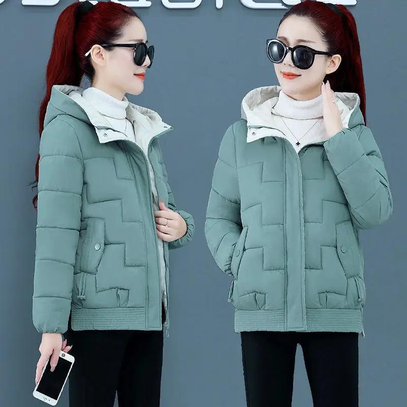 

2023 New Winter Parka Women Hooded Down Cotton Coats Female Casual Cotton-padded Jackets Ladies Short Warm Outerwear S362