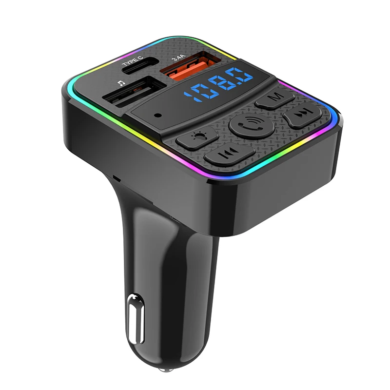 Bluetooth V5.3 Car Fm Transmitter, Car Bluetooth Hands-Free Mp3 Player, Dual USB Port V3A Car Phone Charger, Suitable for 12~24V Vehicles