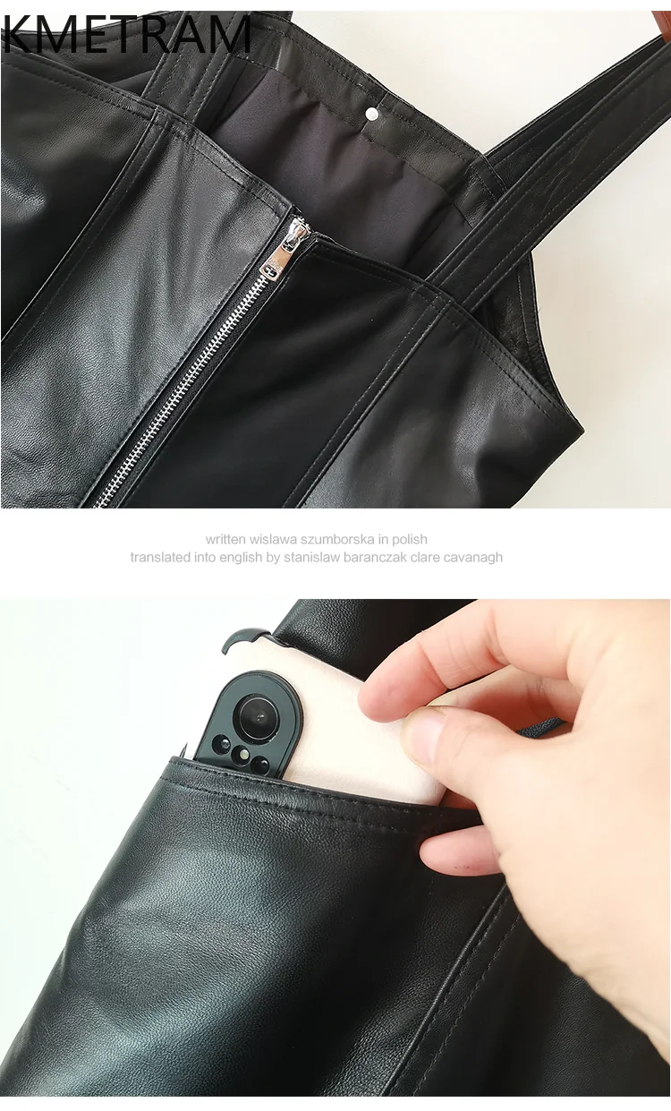 100 % Oberschicht-Schaffell-Kleid für Damen, schwarz, ärmellos, Echtleder-Kleider, neu in Oberbekleidung, Herbstkleidung, 2025, Damen Овibwa