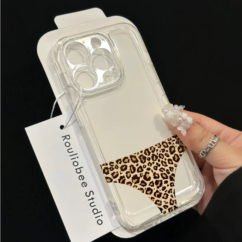 

Sexy Leopard Print Bikini Phone Case For iPhone 17 16 15 11 12 14 13 Pro Max Mini X XS XR 7 8 Plus SE4 16E Shockproof Soft Cover