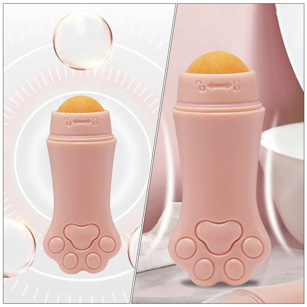 

1pc Oil Absorbing Roller Volcanic Stone Facial Massager Portable Detachable Cat Paw Design Oil Control Tool Skin Care Roller