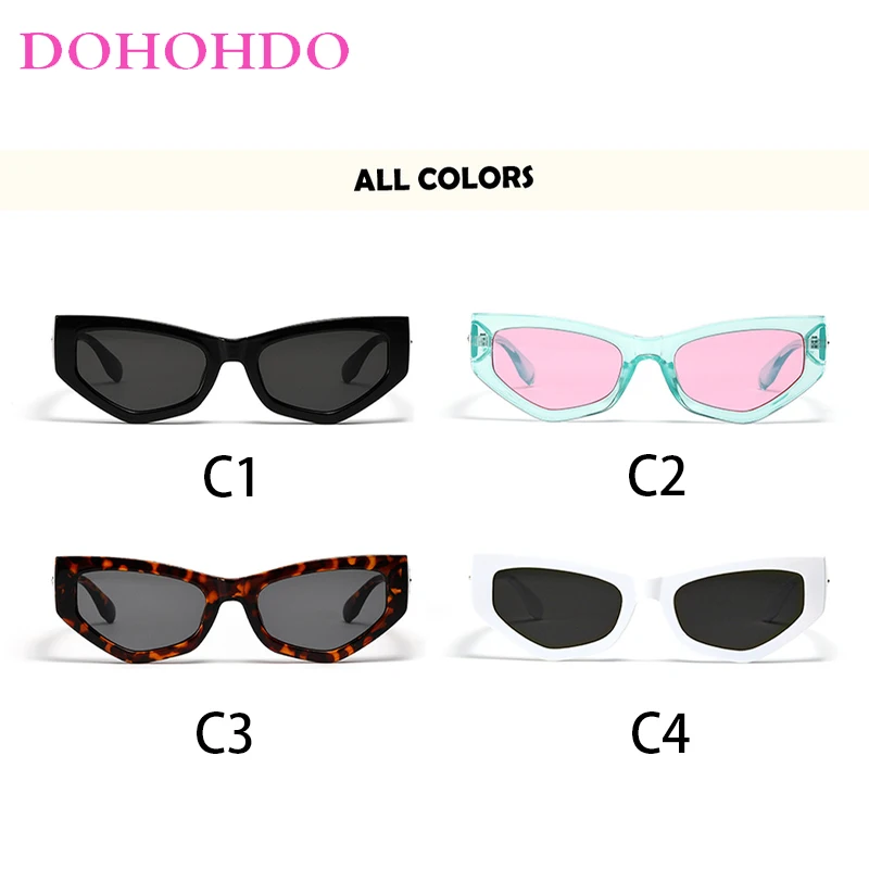 DOHOHDO-Vintage Polygon Cat Eye Óculos De Sol para Homens e Mulheres, Cores Doces, UV400 Shades, Brand Designer, Masculino Tendência Óculos De Sol, Novo