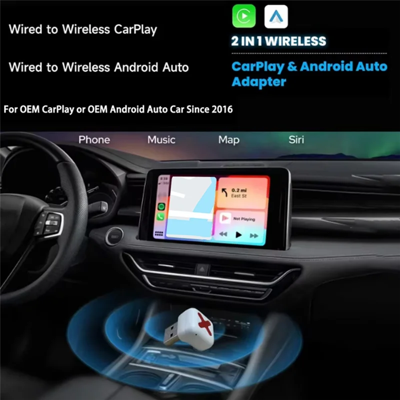 JABS-2 In1 Wireless Carplay Adapter For Android Auto Adapter Bluetooth Wifi Fast Connection For Wired Carplay Android Auto