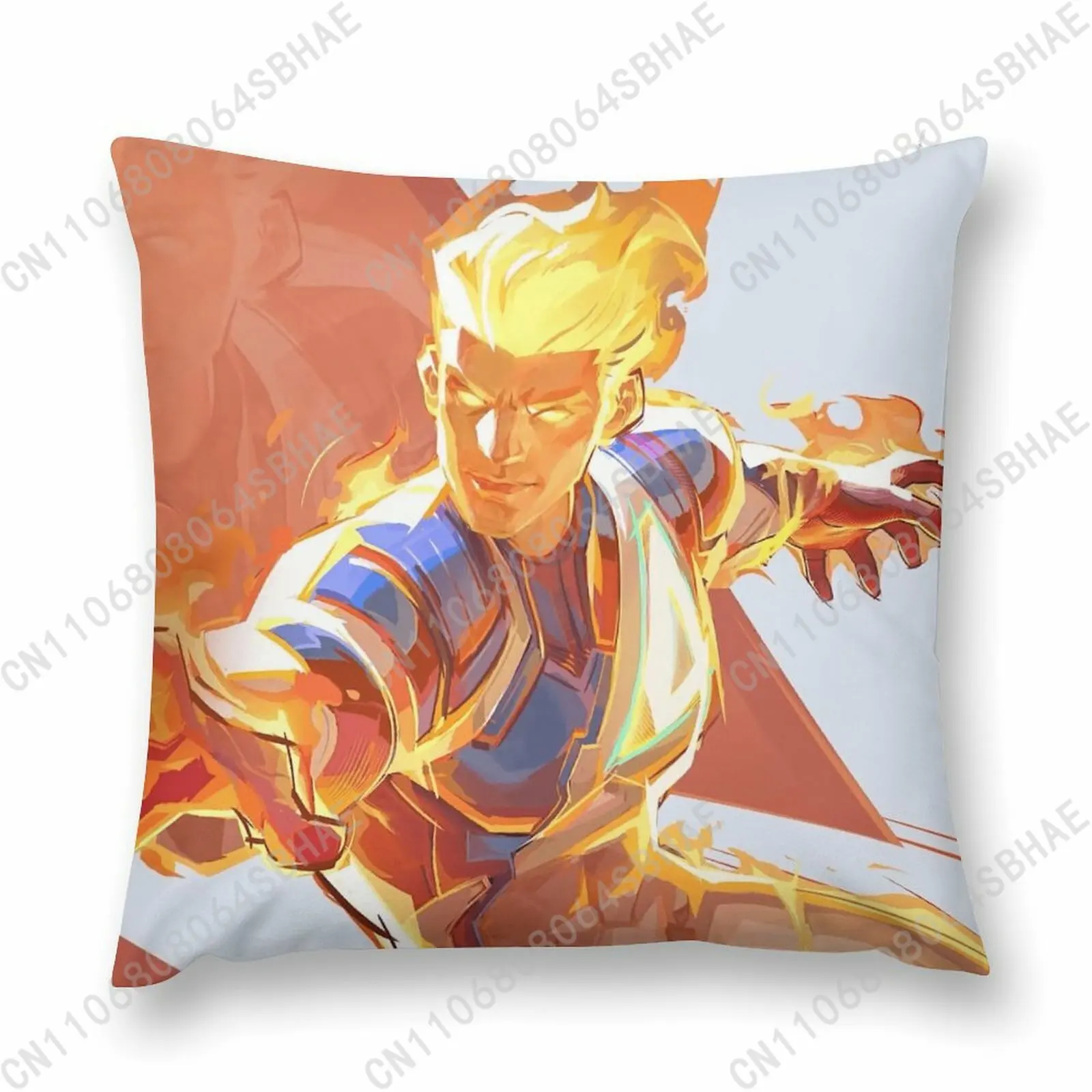 

Marvel Human Torch Custom Pattern Short Plush Pillow Cover Soft Short Fur Cushion Living Room Personalized Decor Cosplay