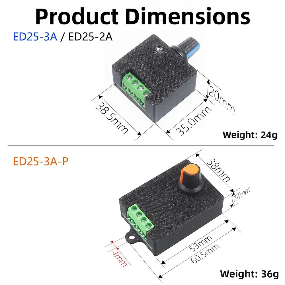 1PC DC Motor Speed Controller Dimmer 5-12V 2A For Computer Fans Water Pumps LED Light Strips Small Motor Speed Regulation