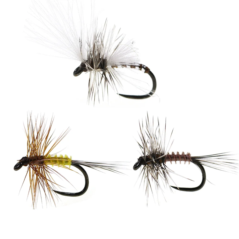 5 peças/6 peças # 20 Anzóis Sem Farpa para Pesca com Mosca Seca, com Penas CDC e Penas de Galo, Isca Artificial de Inseto para Truta e Grayling