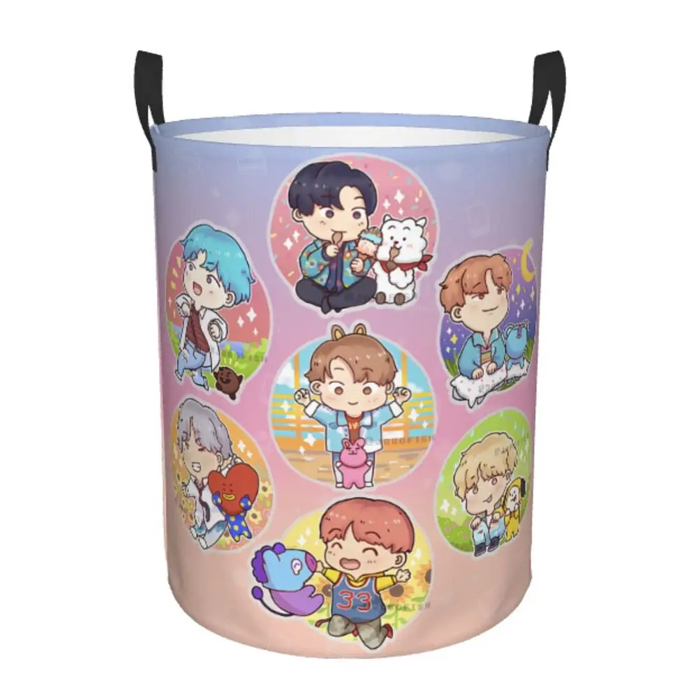 Mir à linge pliable personnalisé pour garçons, panier à vêtements de dessin animé, bacs de rangement pour jouets, bande Krys, tendances de la mode