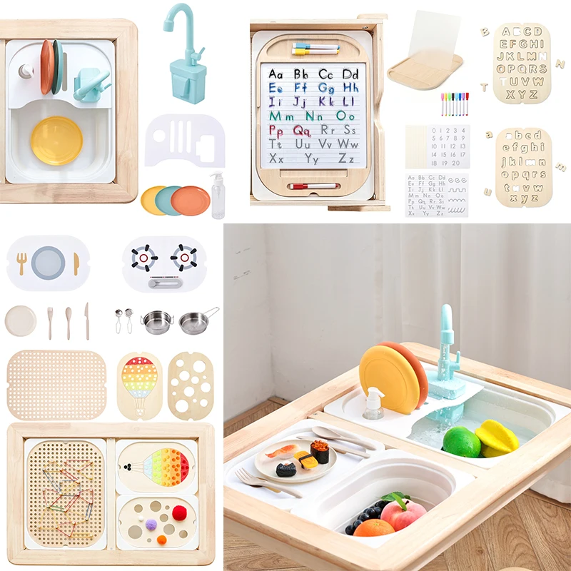 ألعاب مونتيسوري الحسية للأطفال، صينية تدريب المهارات الحركية الدقيقة، ملحقات طاولة النشاط، ألعاب تصنيف ألوان قوس قزح #1