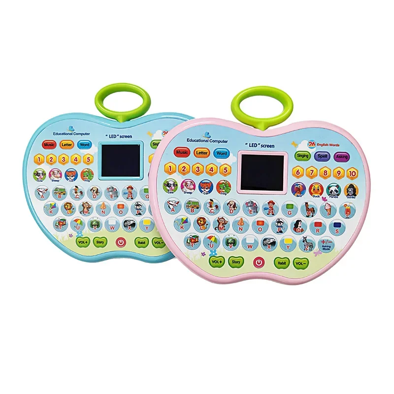 New Children Early Tablet LED Pad  Music Sounding Toy  Gifts  Point Reading Machine  Educational Toys Analog Apple for kids