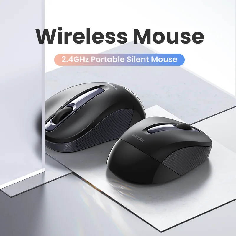 UGREEN Mouse Wireless 2400 DPI Ergonomic Shape Silent Click For MacBook Tablet Computer Laptop PC Mice Quiet 2.4G Wireless Mouse