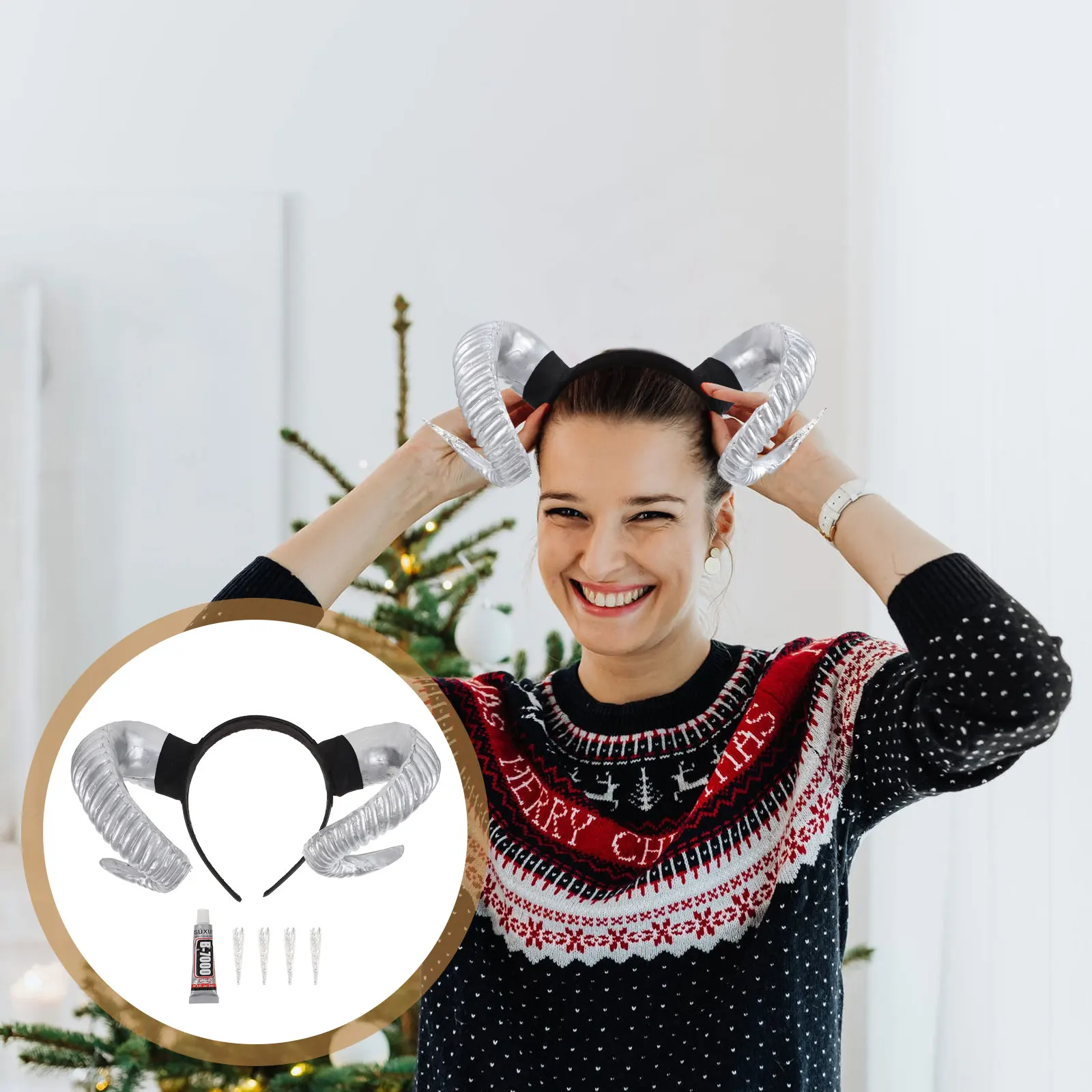 

1pc Christmas Horn Headband Sheep Horn Hair Hoops For Xmas Party Masquerade Cosplay Photo Props Hair Accessories Festival