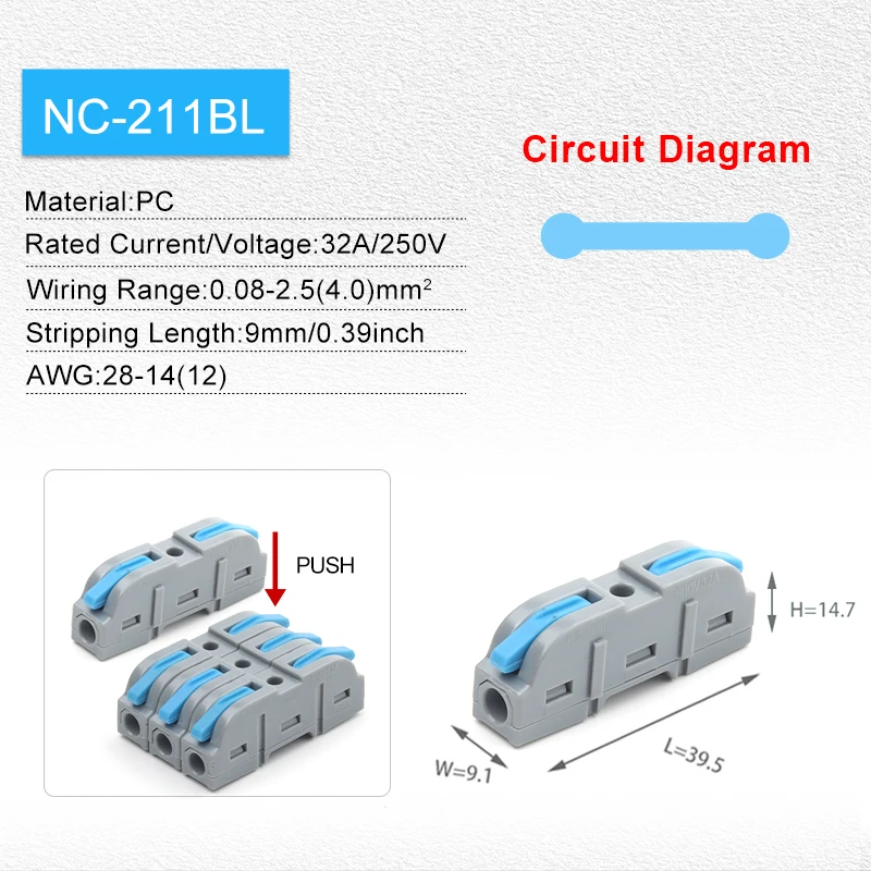 5PCS Hebel Schnelle Draht Anschlüsse Verbinden Elektrische Universal Spleißen Kompakte Inline Push-in Hause Terminals Block 412/413 SPL