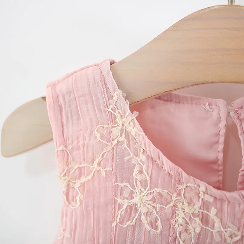 فستان بناتي صيفي بفيونكة زهرية بدون أكمام فستان بناتي رائع فستان الأميرة للأطفال ملابس للفتيات الصغيرات