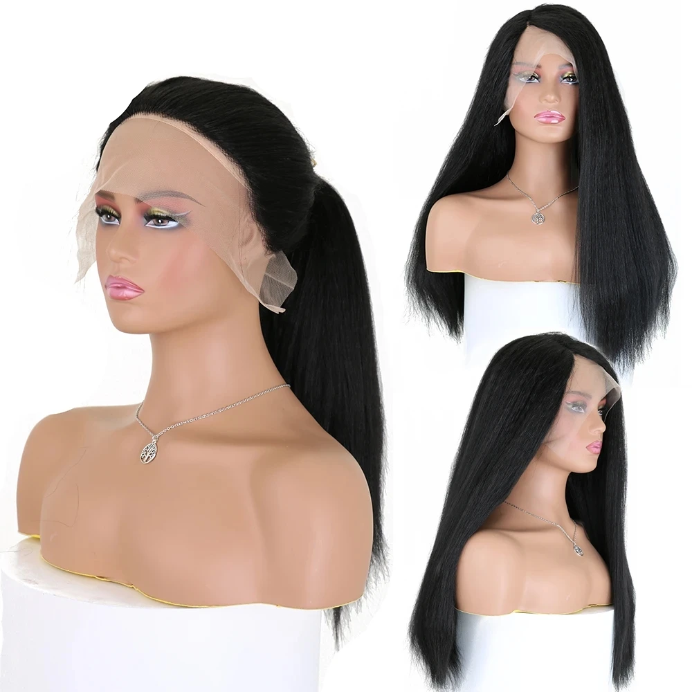 

Natural Color Lace Front Synthetic Hair Wig 18-22 Inch Long Straight 13x4x1 T Part Lace Wig Pre Plucked For Fashion Women Use