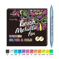 Double Head Metallic Marker Pens Gold/Silverv Color Paint Marker Pen for Rock Painting, Mug, Ceramic, DIY Painting Supplies