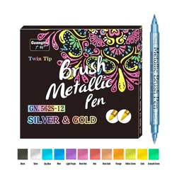 Double Head Metallic Marker Pens Gold/Silverv Color Paint Marker Pen for Rock Painting, Mug, Ceramic, DIY Painting Supplies