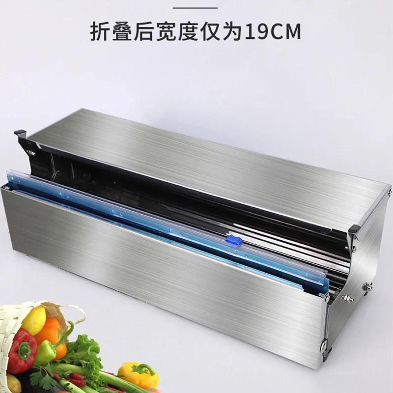 Automatic Cling Film Wrapping Sealing Machine, Commercial Supermarket Packer for Fruit Vegetable Fresh Food with Film Cutter
