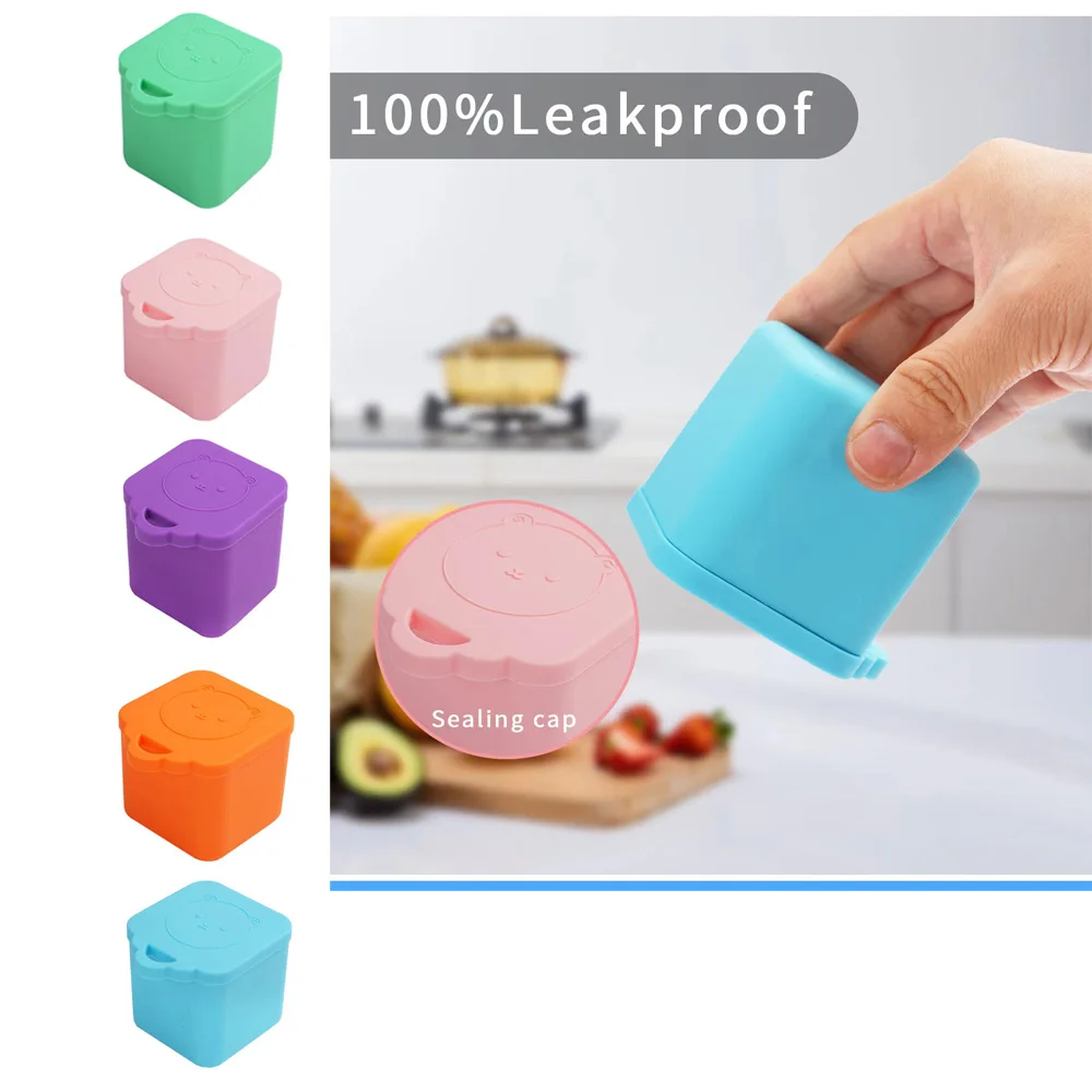 Kid's lunch box Non-stick Silicone Sauce Cup With Lid Small Condiment Storage Box Dip Container Sauce Cup Food storage container