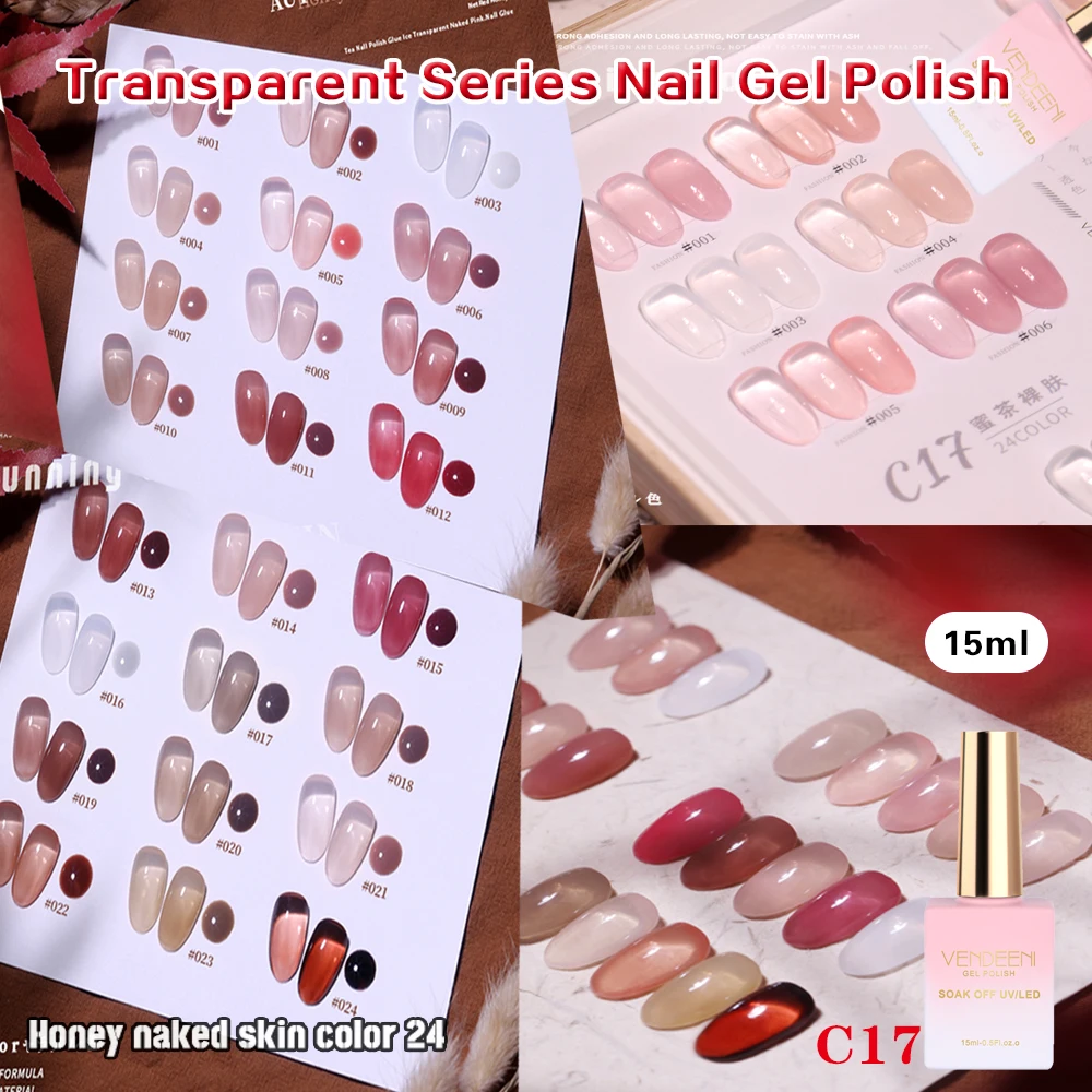 

Vendeeni 24-цветный телесный розовый цвет кожи желейный гель-лак для ногтей УФ-светодиодный прозрачный нефритовый маникюрный гель-лак для ногтей TPO/HEMA FREE
