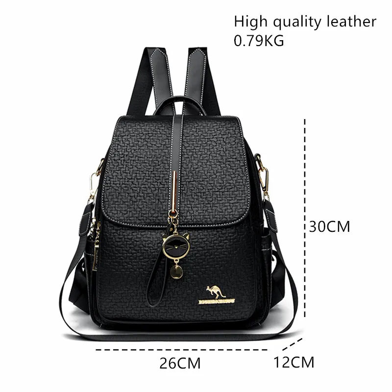 Large Capacity High Quality Leather Lady Backpack Leisure Travel Backpack Girls New Fashion Design School Bag Brand Shoulder Bag