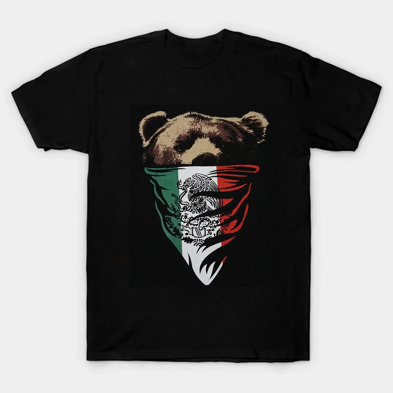 

Fashion Design Mexican Flag Bandana Bear T-Shirt. Summer Cotton Short Sleeve O-Neck Mens T Shirt New S-3XL