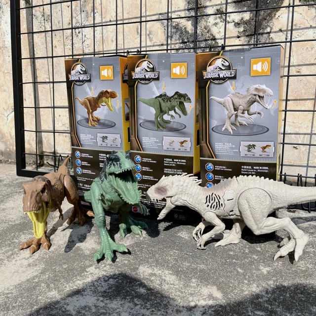 Mattel-子供のためのジュラシックワールド恐竜アクションフィギュア、サウンドサージ、t-rex、ギガノトサウルス、インドミナナスrex、クリスマスギフト、hbk19、12