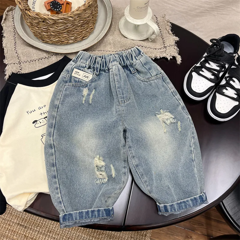 

Boys Jean Pants Long Trousers Denim 2024 Luxury Spring Autumn Baby's Kids Sport Teenagers Birthday Christmas Gift Children's Clo