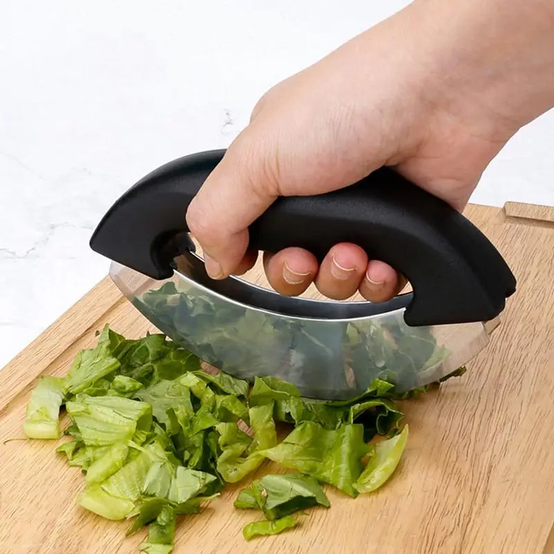 Lettuce Chopper Stainless Steel Salad Chopper Anti Slip Handle Double sided cutter vegetable and fruit cutter Kitchen Tools