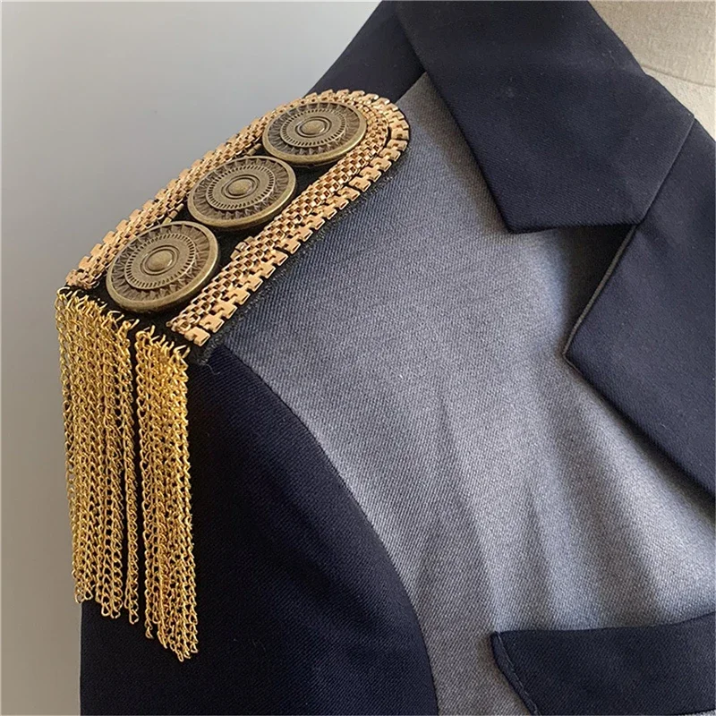 Fashion Handmade Shoulder Jewelry Tassel Rhinestones Epaulettes Clothing Accessories Brooch Epaulet Brooches Gift