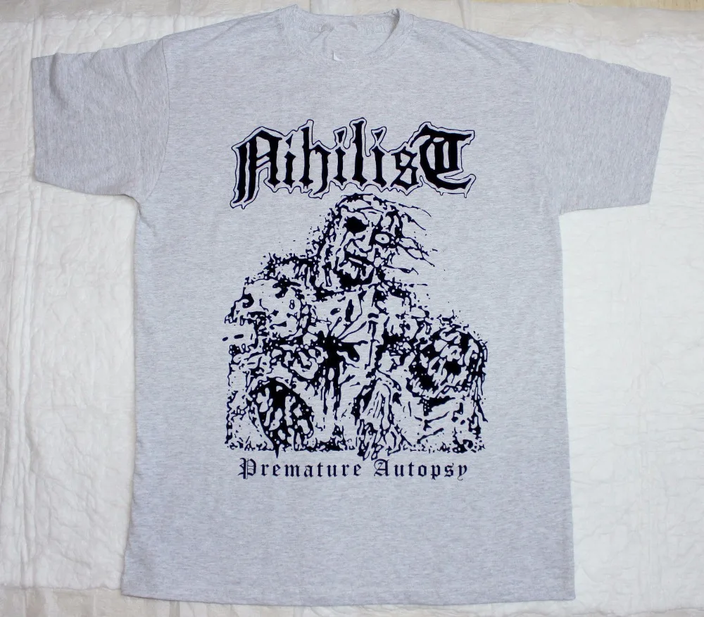 New Fashion Brand Clothing Tops Tees Men T-Shirt Nihilist Premature Autopsy Entombed Unleashed Morbid Death Custom T Shirt