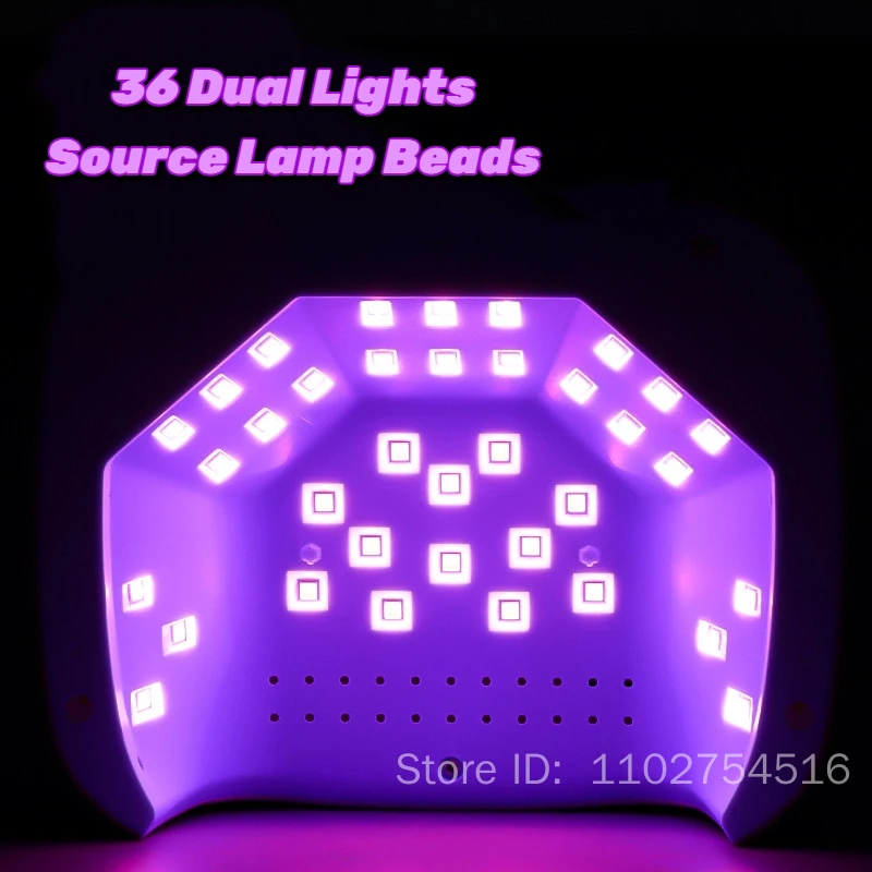 36 แหล่งกําเนิดแสงคู่โคมไฟเล็บ Rhinestones แบบชาร์จไฟได้เพชรเครื่องเป่าเล็บเจลยาทาเล็บบ่ม UV LED พร้อมเซนเซอร์จับเวลา