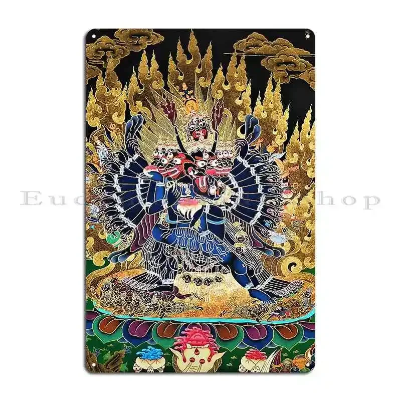 Vajrabhairava Tantric Buddhist Deity 4 Metal Plaque Bar Wall Decor Living Room Wall Personalized Tin Sign Poster