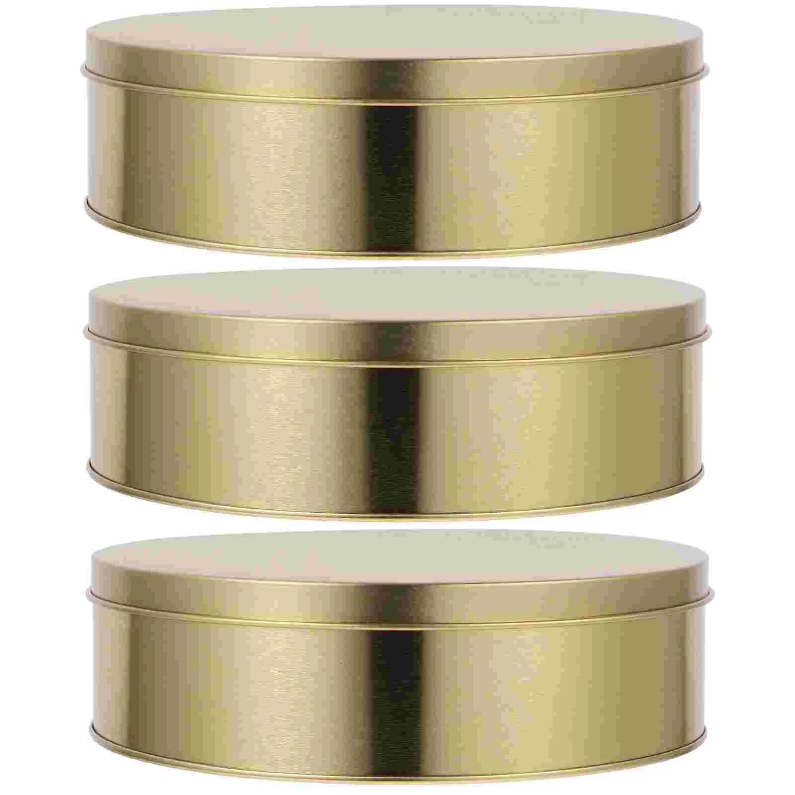 

Cookie Tin With Lid Tinplate Can Be Put into The Oven Cake Iron Box 65 Inch Candy Biscuit Packaging Jar Round Golden