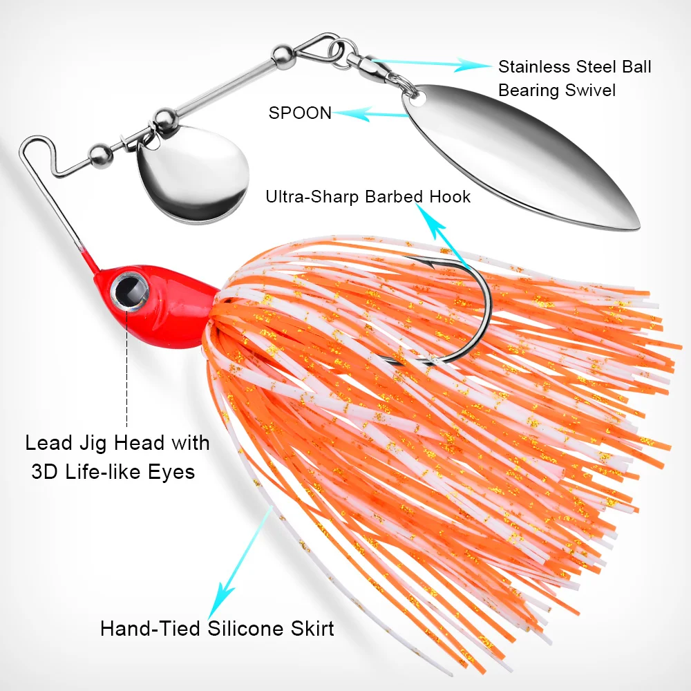 PROBEROS 1/5PCS Spinner Bait - Ideal for Bass, Silicone Rubber Jig Skirt Salmon, Pike, and Trout Fishing view 4