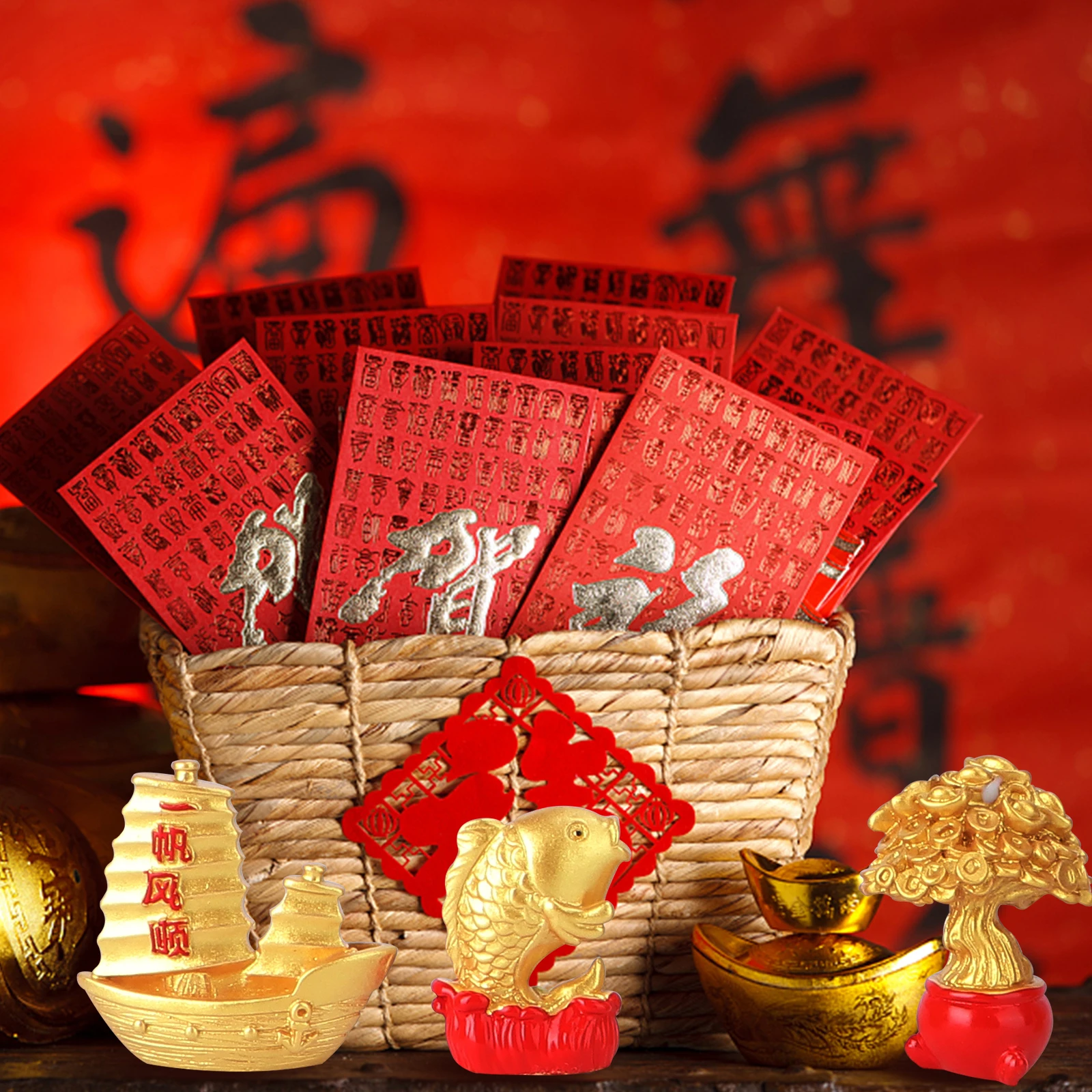 

8 Pcs Resin Fortune Tree naments New Year Decoration Home Festive Auspicious Chinese Zodiac Ox Gift Desktop Adornment Home Decor
