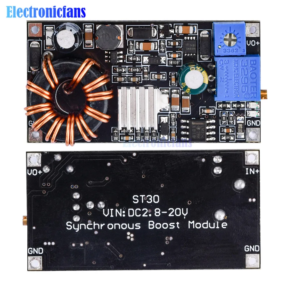 DC-DC 2.7-20V to 4.5-20V Low Voltage Adjustable Step Up Converter Boost Constant Current Synchronous Rectifier Power Module 30W