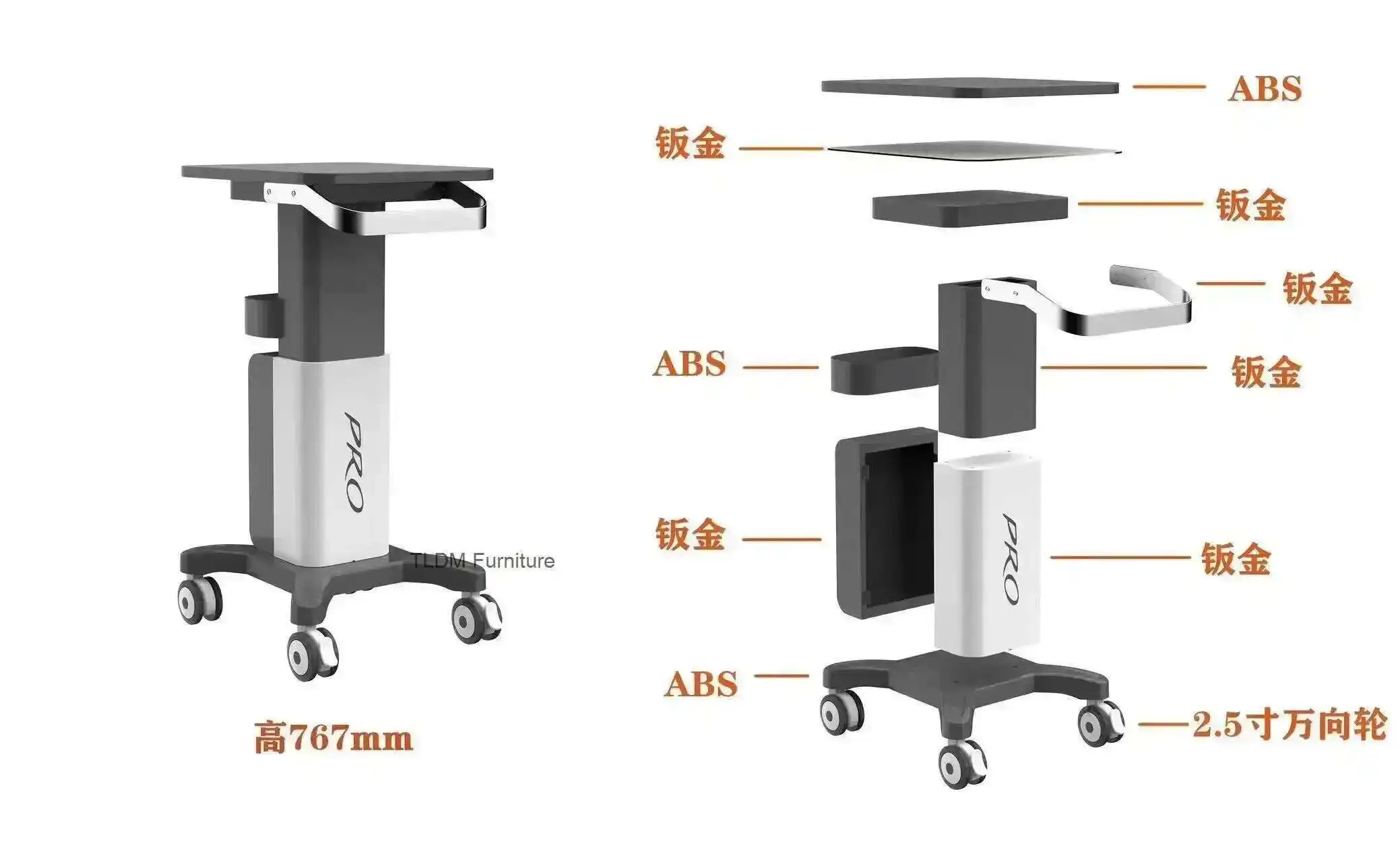 Schoonheidssalon Dienblad Mobiele winkelwagen Gereedschapswagen Professioneel huishoudelijk Multifunctionele wielen Organisatoren Trolleys Kapperrollen
