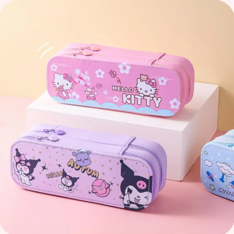 

Детский пенал Kawaii, пенал с героями мультфильмов, аниме Sanrios Kuromi Hello Kitty Girls, большой вместительный пенал, новая мода