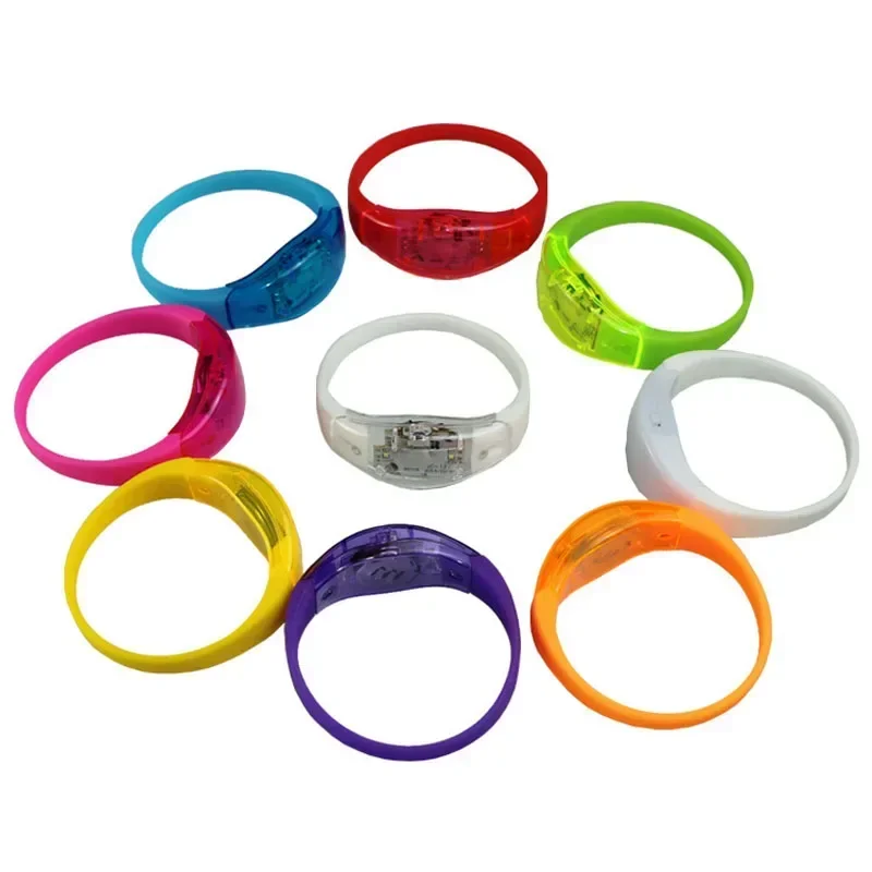 Adult Children Silicone Activated Sound Controlled Light Up Bracelet Glow Bangle Wristband  Party Bar Club Gift Wedding Festival