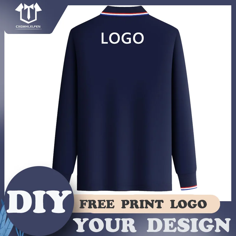 Plus Size Laple Long Sleeve Work Polo Shirt Printing Brand Text 100% Polyester Casual Custom Logo Autumn Tops Women