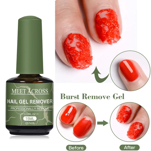 MEET ACROSS-removedor mágico rápido de esmalte de uñas en Gel, botella de vidrio, barniz semipermanente UV, solo 3-5 minutos, 15ml