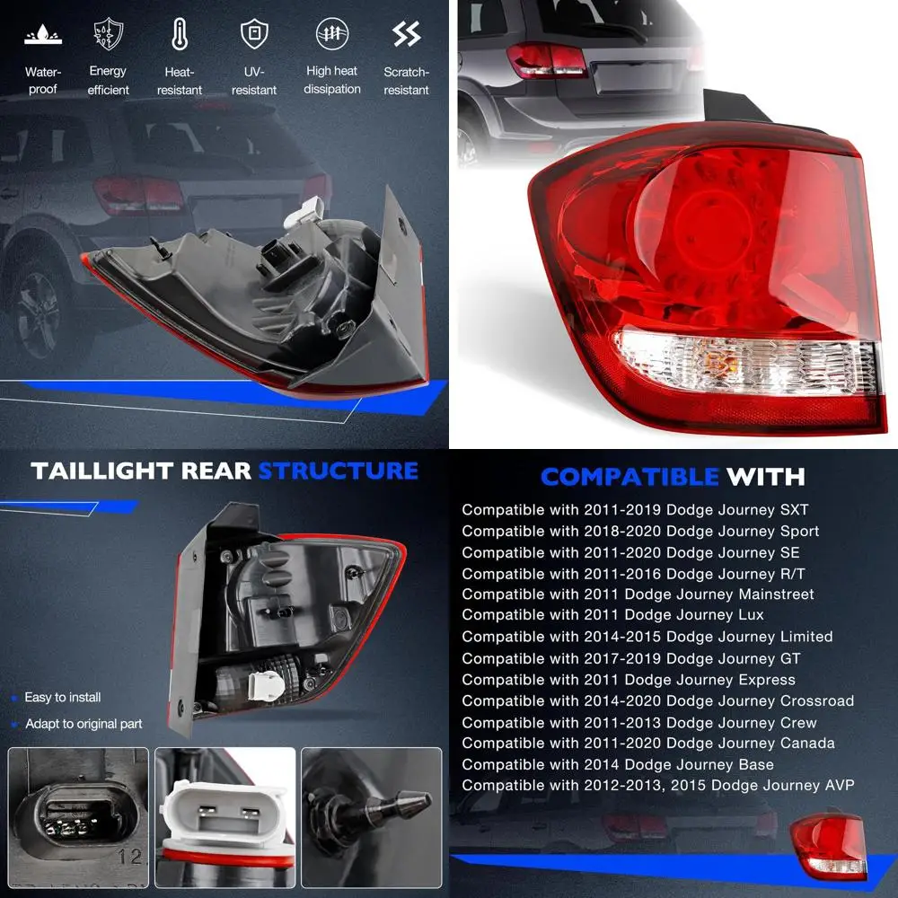 

Dodge Journey 2011-2020 LED Tail Light Assembly, Replacement for 68078465AD & CH2804105, Left Side