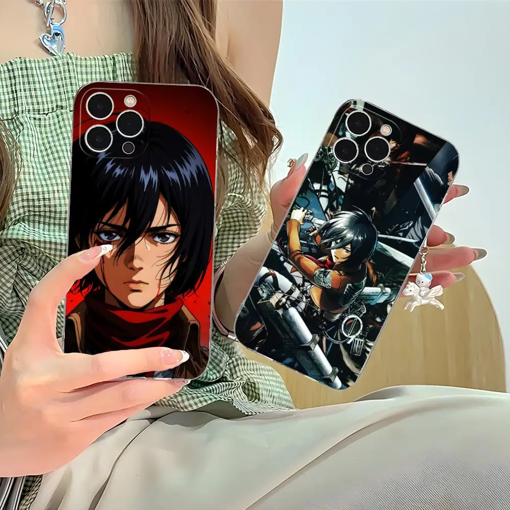 

Чехол для мобильного телефона AOT Mikasa для iPhone 16, 15, 14, 13, 12, 11 X XR XS 8 6 Pro Max Plus, мини-прозрачный цветной защитный красивый чехол