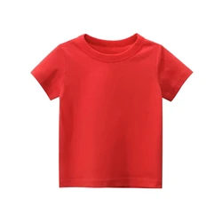 2024 Summer New Solid Color T Shirt Girls Children Soft Cotton T-shirt Short Sleeve O-Neck White Tops Tees Kids Outfit 2-10Y