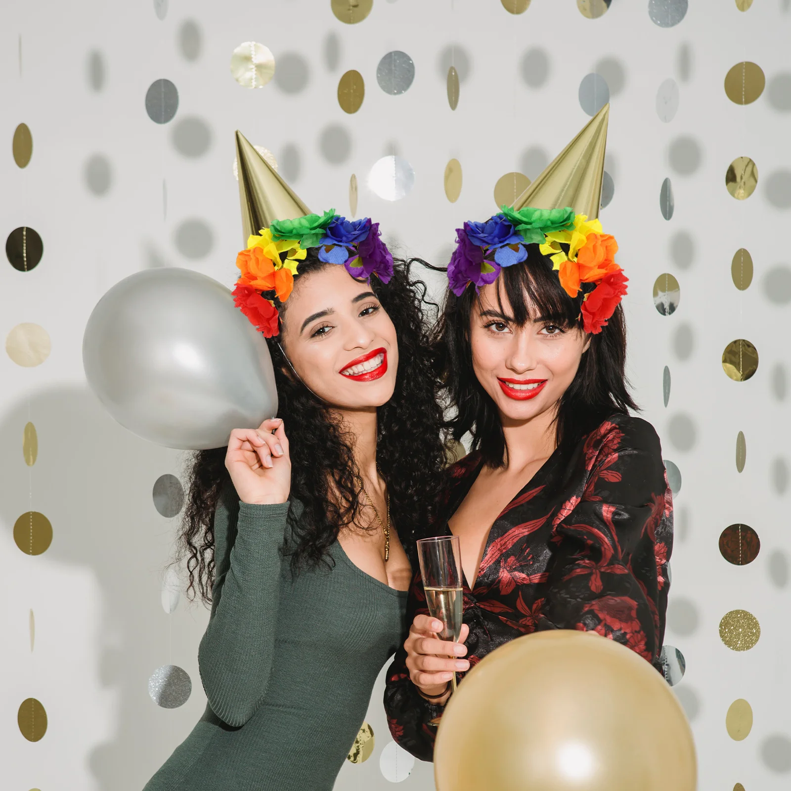 

Floral Rainbow Headband Cloth Material Comfortable Pride Month Party Flower Headdress Colorful Decorative Hair Hoop Festival