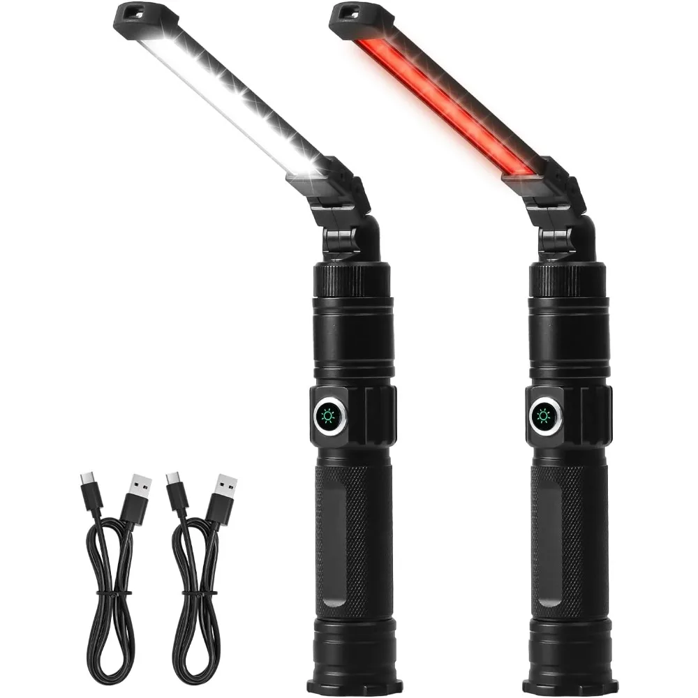 

Rechargeable 1200LM Magnetic Work Light 360 Fold LED Mechanic Lamp Type C Auto Inspection 2 Pack
